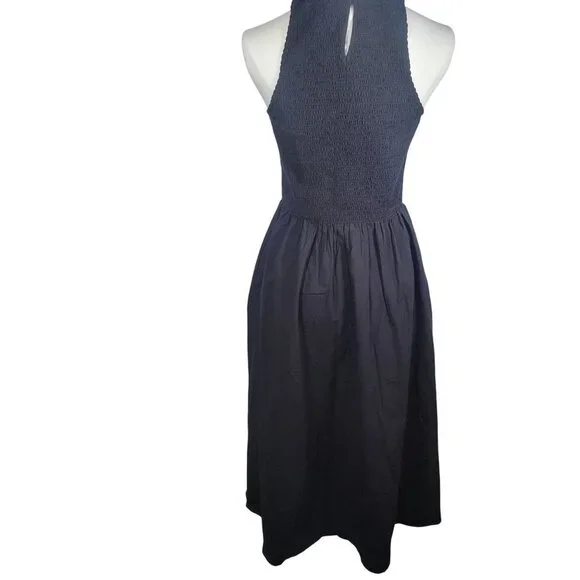 Madewell The Melody Black Smocked Cotton Sleeveless Midi Tank Dress Size XS - Picture 5 of 8